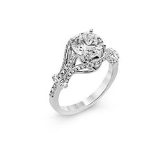 Ladies' Split Shank 14k White Gold Engagement Mounting by Simon G