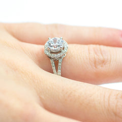 White Gold Pave and Filigree Engagement Ring Mounting from Zeghani by Simon G