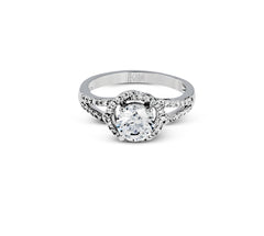 14k White Gold Pave and Filigree Engagement Ring Mounting from Zeghani by Simon G
