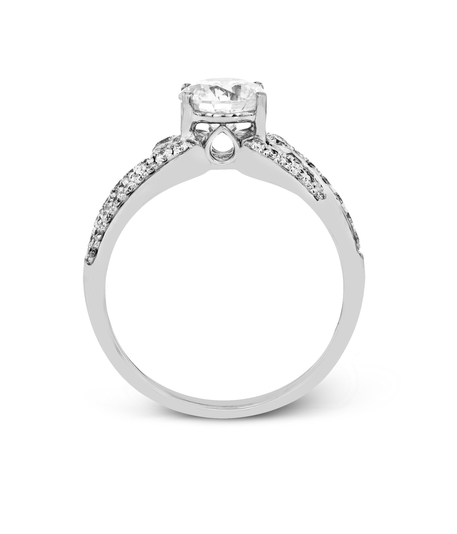 14k White Gold Pave and Filigree Engagement Ring Mounting from Zeghani by Simon G