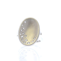Sterling Silver and White Sapphires Concave Ring