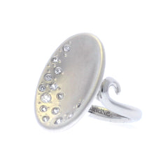 Sterling Silver and White Sapphires Concave Ring