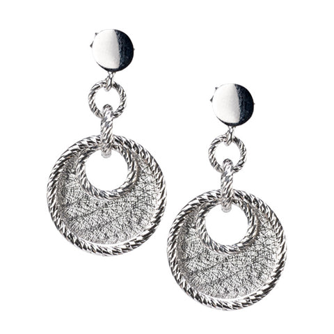 Sterling Silver Circle Drop Earrings by Jewelry Designer Frederic Duclos
