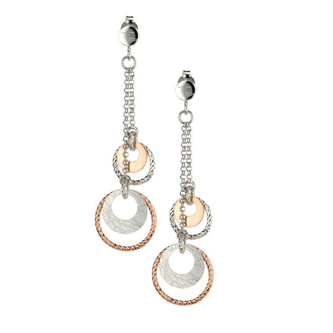 Fashion Drop Earrings in Sterling Silver and Rose Gold by jewelry designer Frederic Duclos