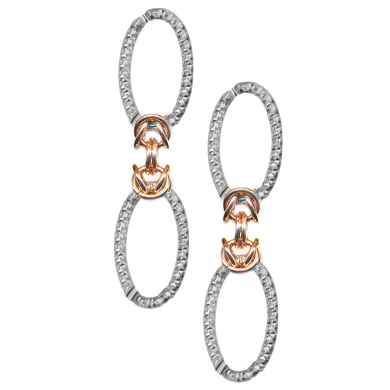 Sterling Silver and Rose Gold Fashion Earrings