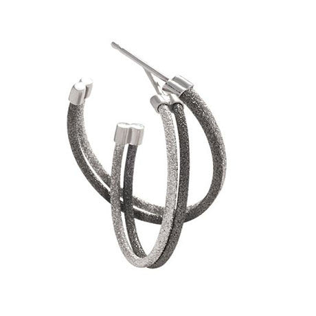 Sterling Silver and Black Rhodium Hoop Earrings