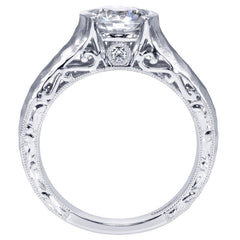 Hammered Finish Contemporary Solitaire Diamond Engagement Mounting