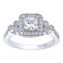 Vintage Inspired Princess Cut Diamond Engagement Ring