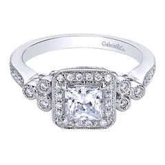 Vintage Inspired Princess Cut Diamond Engagement Ring