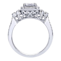 Vintage Inspired Princess Cut Diamond Engagement Ring