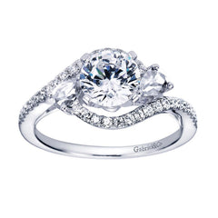 Bypass Floating Halo White Gold Diamond Engagement Ring