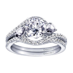 Bypass Floating Halo White Gold Diamond Engagement Ring