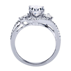 Bypass Floating Halo White Gold Diamond Engagement Ring