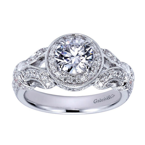 Vintage Style Round Diamond Halo Engagement Mounting