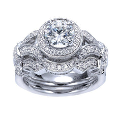 Vintage Style Round Diamond Halo Engagement Mounting