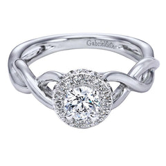 Criss Cross Diamond Halo Engagement Ring