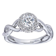 Criss Cross Diamond Halo Engagement Ring