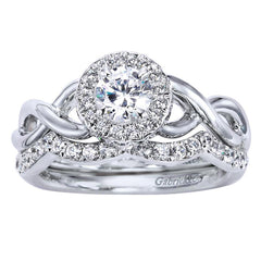 Criss Cross Diamond Halo Engagement Ring