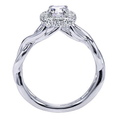 Criss Cross Diamond Halo Engagement Ring