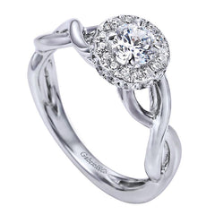 Criss Cross Diamond Halo Engagement Ring