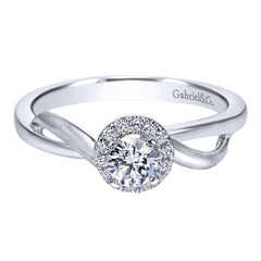 Split Bypass Shank Diamond Halo Engagement Ring