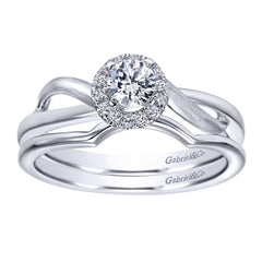 Split Bypass Shank Diamond Halo Engagement Ring