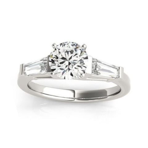 Classic Baguette Diamonds Fancy Solitaire Engagement Mounting in White Gold