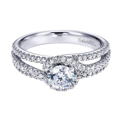 Triple Row Diamond Halo Engagement Ring