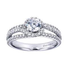 Triple Row Diamond Halo Engagement Ring