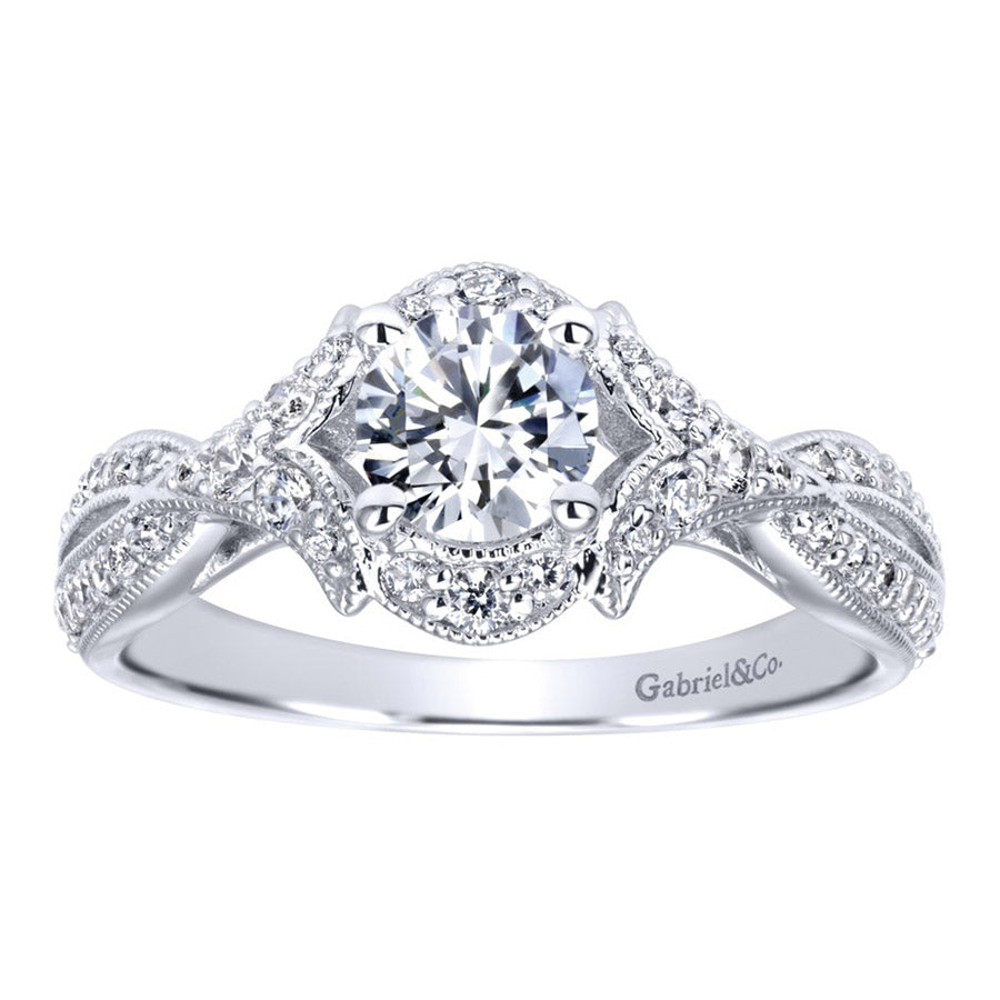Vintage Halo White Gold Diamond Engagement Ring
