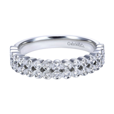 Gabriel and Co Double Row White Gold Diamond Band