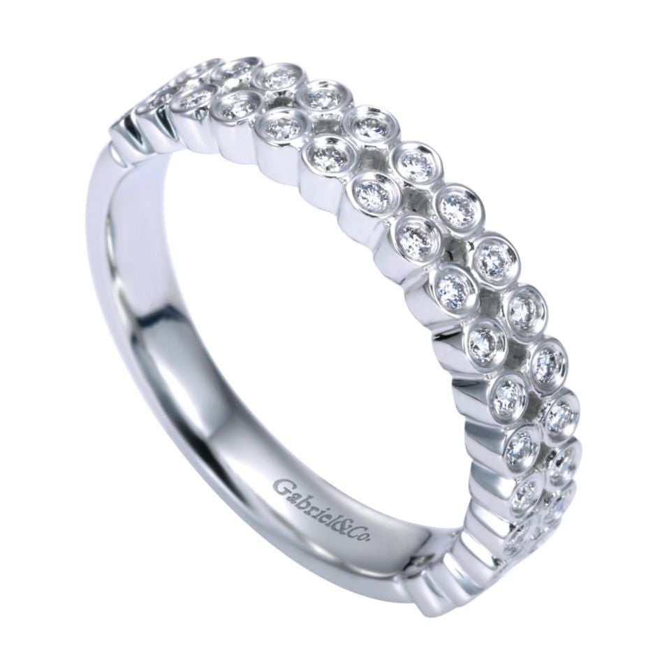 Gabriel and Co Double Row White Gold Diamond Band
