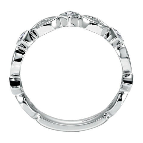 Gabriel and Co Scalloped White Gold Diamond Band