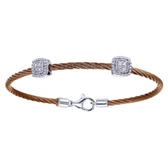 Sterling Silver, Diamonds and Stainless Steel Chocolate Bangle