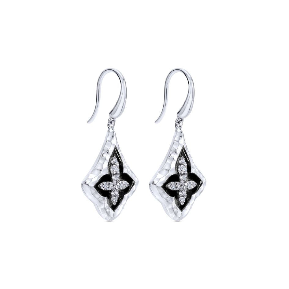 Sterling Silver and White Sapphire Earrings with Black Rhodium