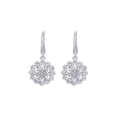 Sterling Silver and Diamonds Filigree Earrings