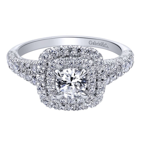 Ladies' Double Halo 14k White Gold Diamond Engagement Ring by jewelry designer Gabriel and Co