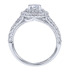 Ladies' Double Halo 14k White Gold Diamond Engagement Ring by jewelry designer Gabriel and Co