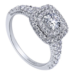 Ladies' Double Halo 14k White Gold Diamond Engagement Ring by jewelry designer Gabriel and Co