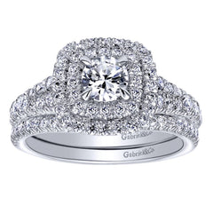 Ladies' Double Halo 14k White Gold Diamond Engagement Ring by jewelry designer Gabriel and Co