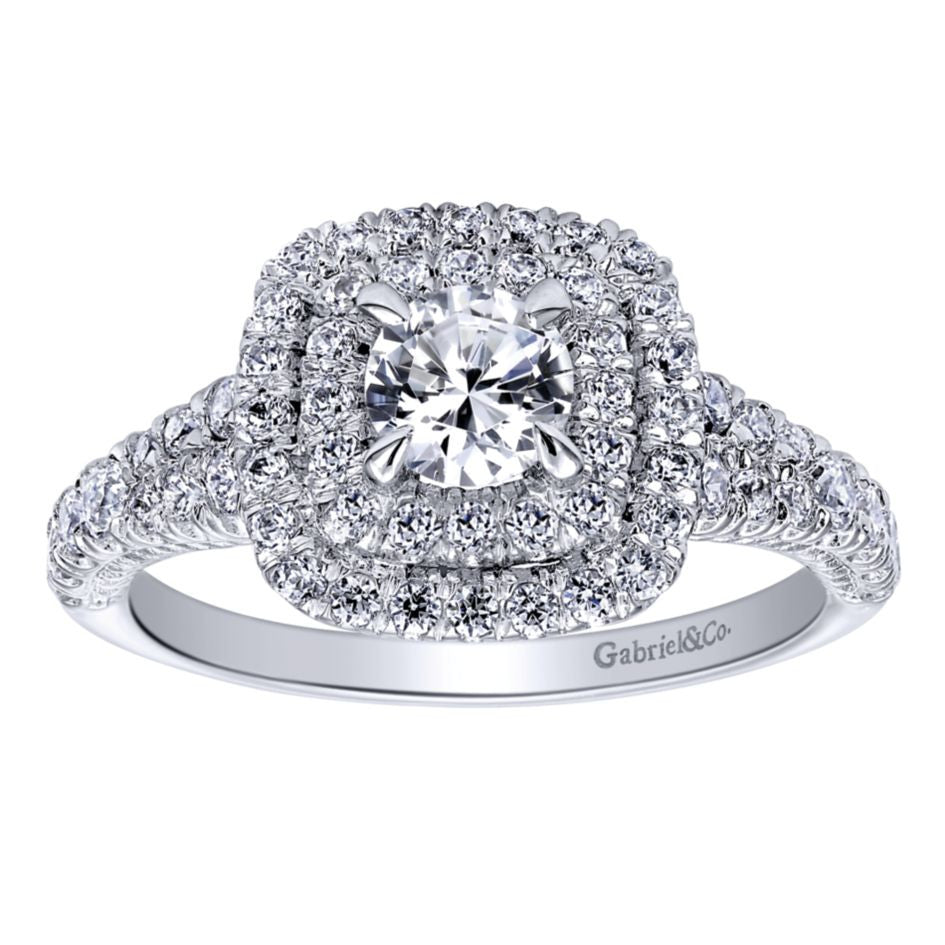 Ladies' Double Halo 14k White Gold Diamond Engagement Ring by jewelry designer Gabriel and Co