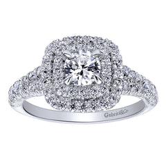 Ladies' Double Halo 14k White Gold Diamond Engagement Ring by jewelry designer Gabriel and Co