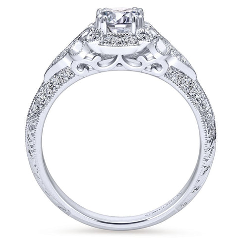 Ladies' Vintage Inspired 14k White Gold Diamond Engagement Ring by Gabriel