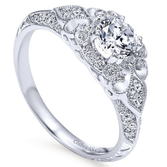 Ladies' Vintage Inspired 14k White Gold Diamond Engagement Ring by Gabriel