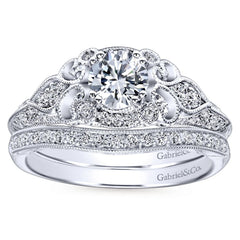 Ladies' Vintage Inspired 14k White Gold Diamond Engagement Ring by Gabriel