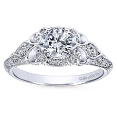 Ladies' Vintage Inspired 14k White Gold Diamond Engagement Ring by Gabriel