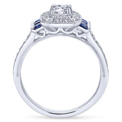 Ladies' 14k White Gold Diamond and Sapphire Engagement Ring by jewelry Designer Gabriel and Co