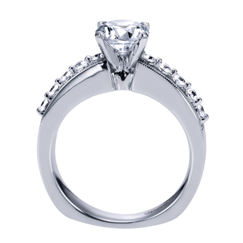 Ladies' Floating Channel 14k White Gold Diamond Engagement Mounting by bridal jewelry designer Gabriel and Co