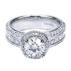 Ladies' Triple Pave 14k White Gold Diamond Engagement Ring by Gabriel and Co