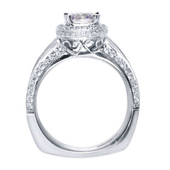 Ladies' Triple Pave 14k White Gold Diamond Engagement Ring by Gabriel and Co